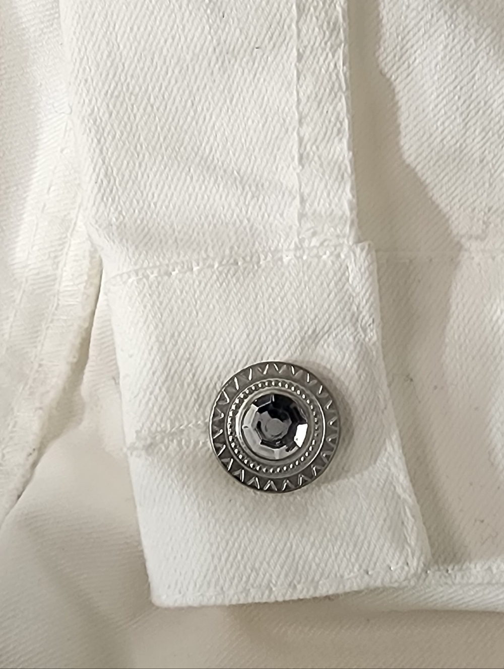 Christopher & Banks Jacket Denim Women's Button-Up Off-White Size M - Picture 14 of 14